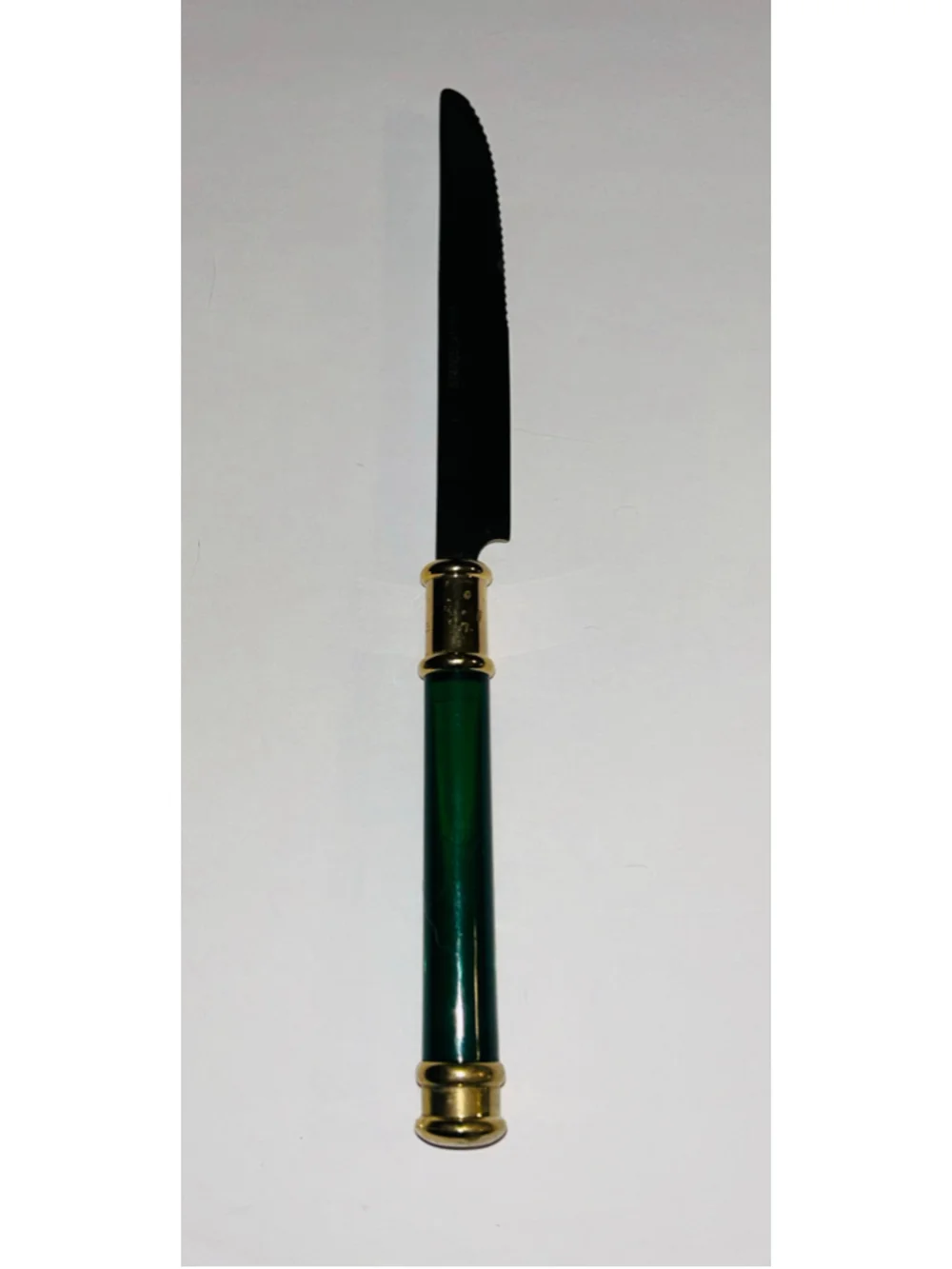 24pc Stainless Steel Flatware Set Emerald Green And Gold Acrylic Handles
